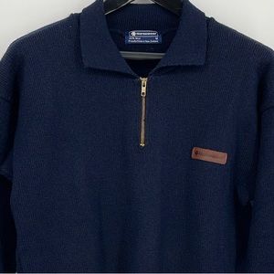 Norsewear Vintage Rural‎ Knitwear 100% Shetland wool size M Navy Quarter zip EUC
